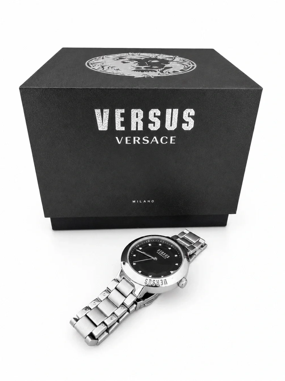 Versus Versace Silver Black Stainless Steel Bracelet Watch